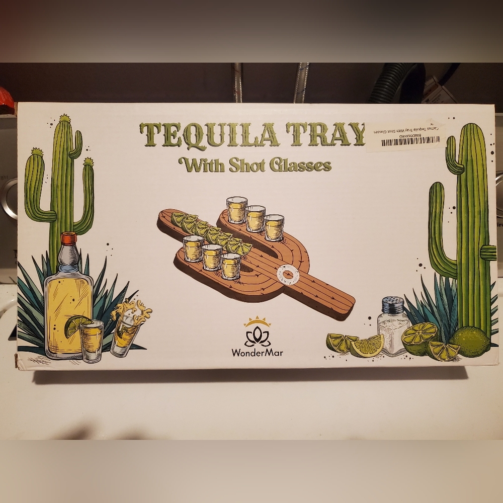 WonderMar Tequila Tray with Shot Glasses